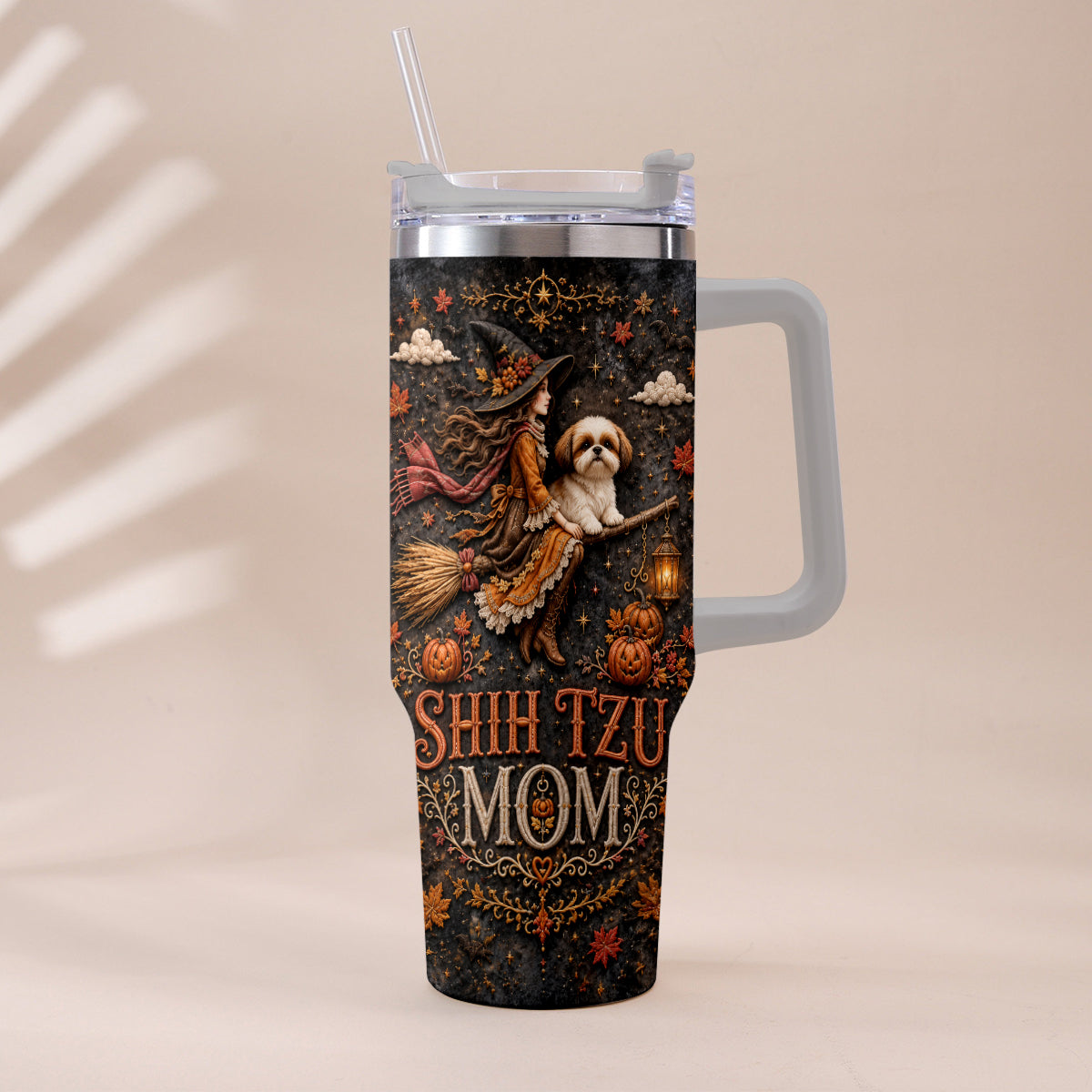 Halloween Dog Mom - Personalized Dog Tumbler With Plush Charm