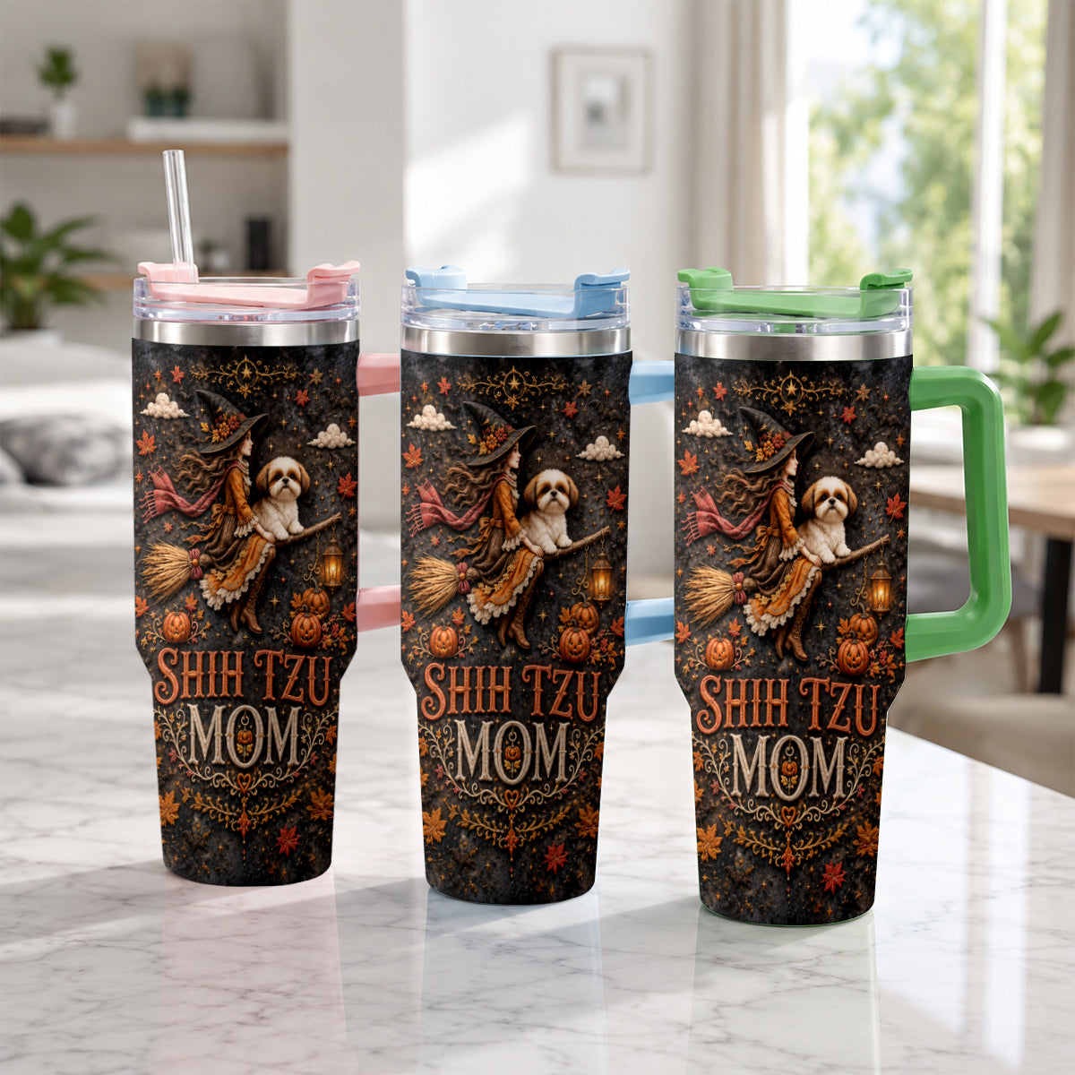 Halloween Dog Mom - Personalized Dog Tumbler With Plush Charm