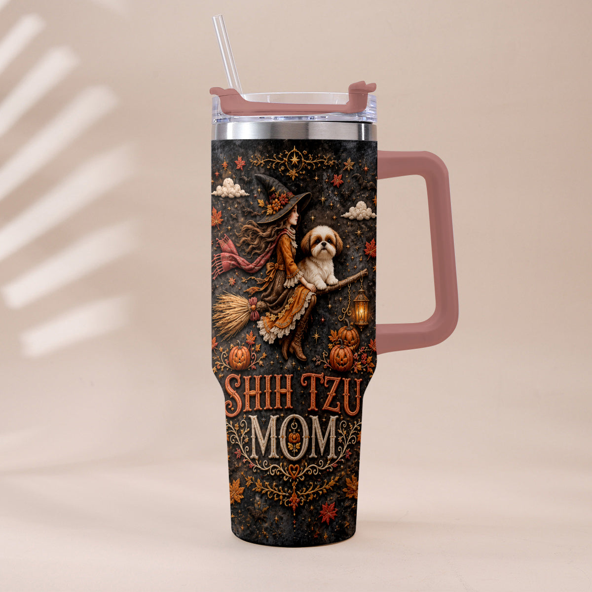 Halloween Dog Mom - Personalized Dog Tumbler With Plush Charm