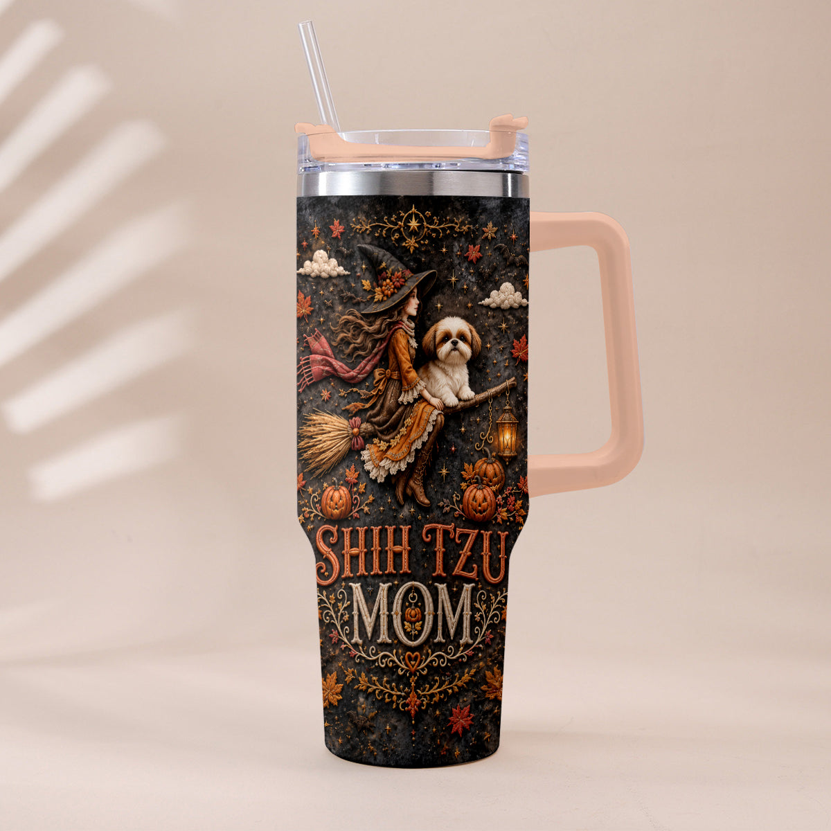Halloween Dog Mom - Personalized Dog Tumbler With Plush Charm