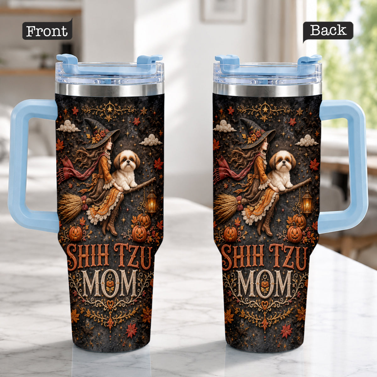 Halloween Dog Mom - Personalized Dog Tumbler With Plush Charm