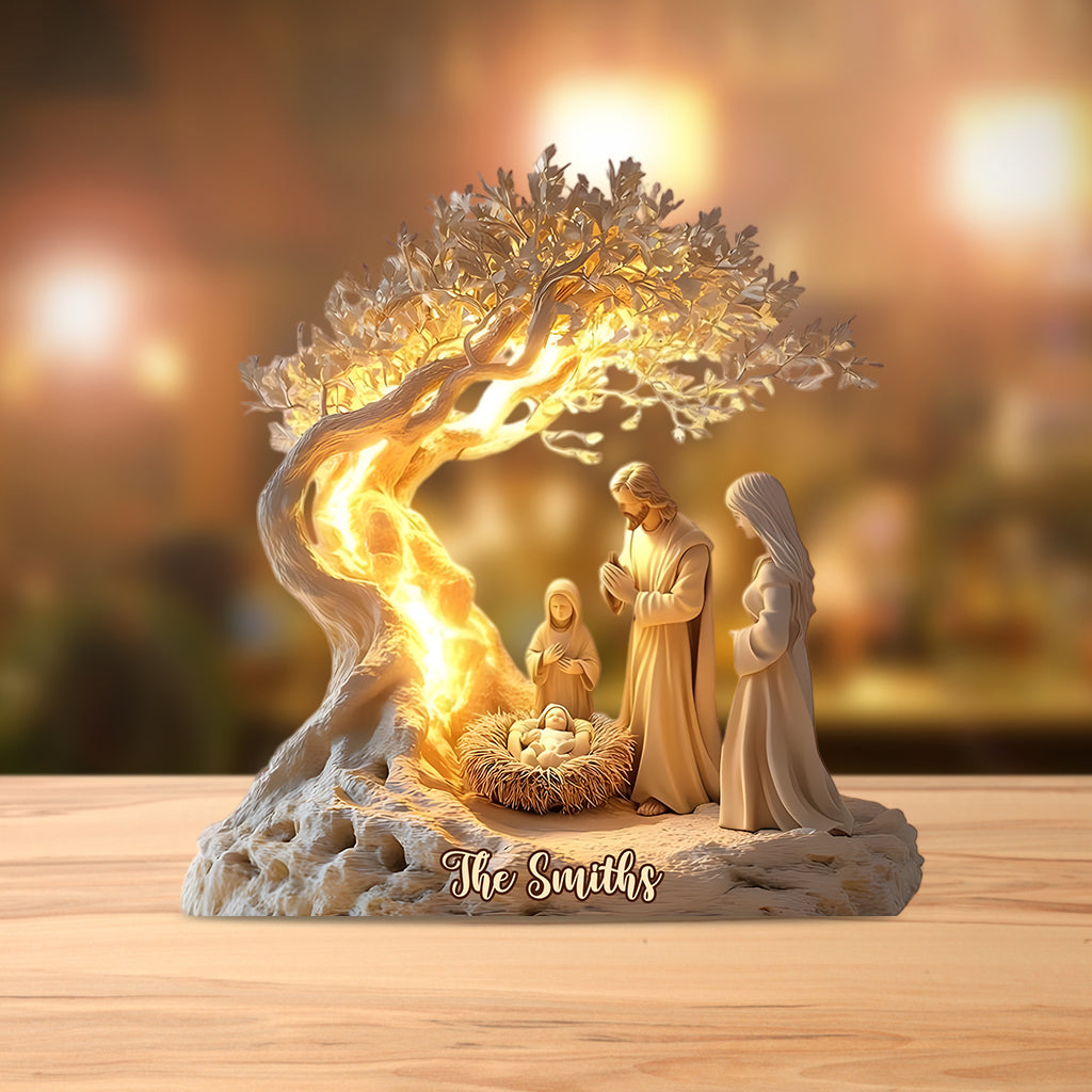 Die Heilige Geburt – Personalisierte christliche Acrylplakette in individueller Form