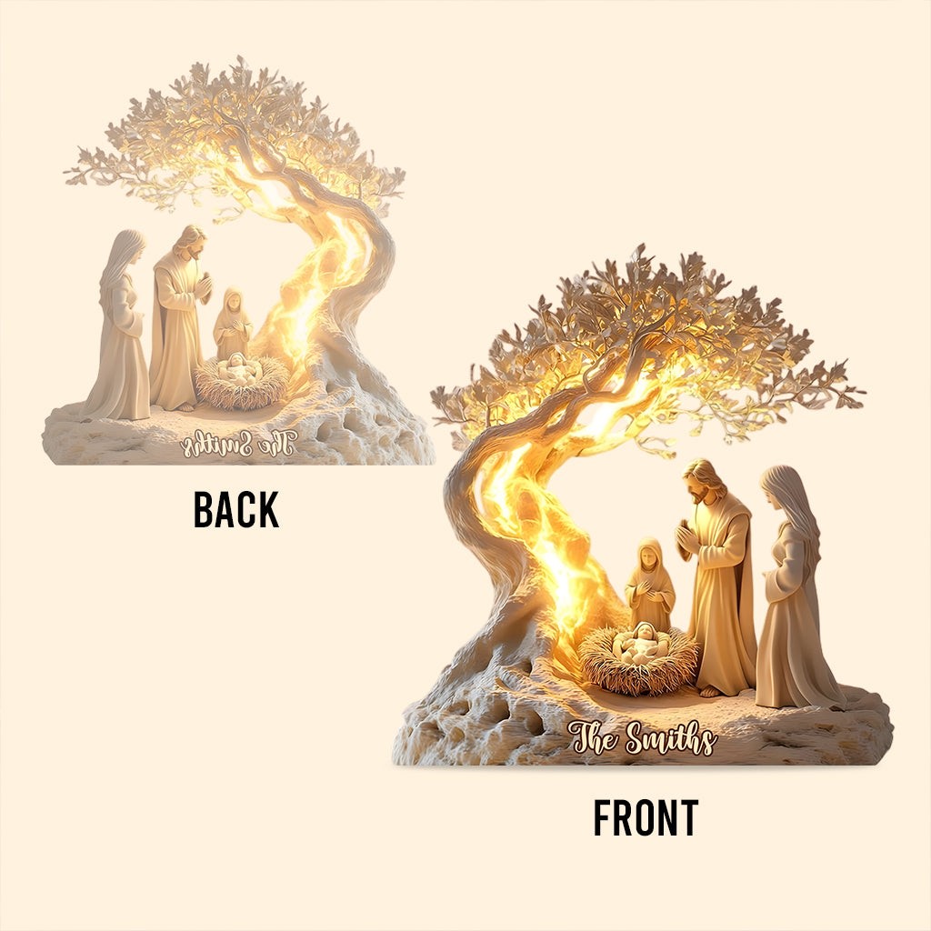 Die Heilige Geburt – Personalisierte christliche Acrylplakette in individueller Form