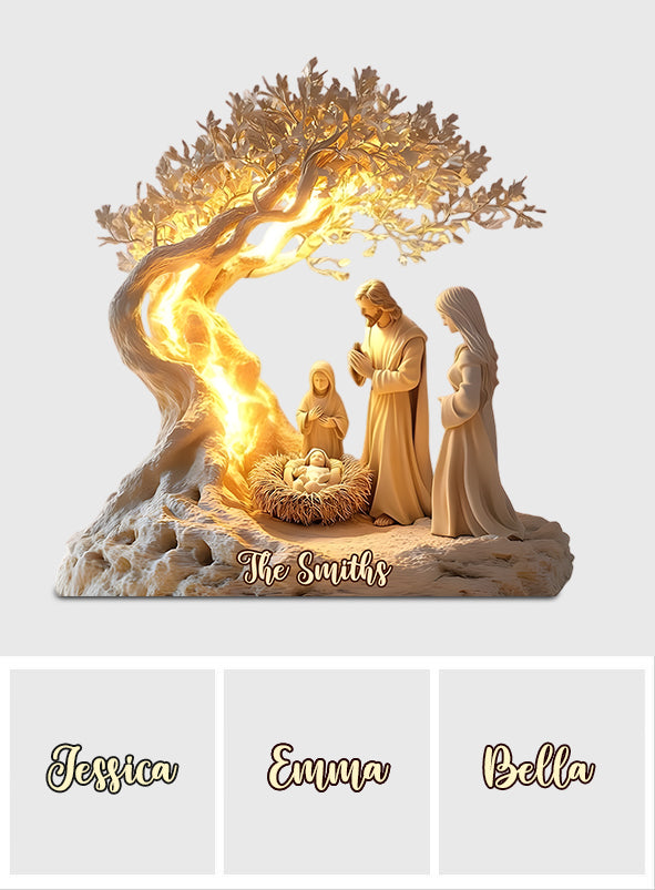 Die Heilige Geburt – Personalisierte christliche Acrylplakette in individueller Form