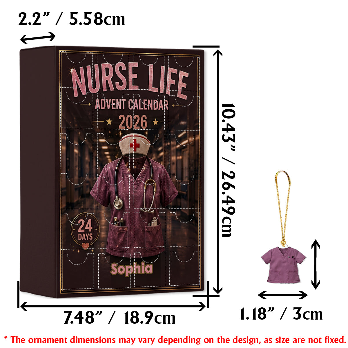 Nurse Life - Personalisierter Adventskalender für Krankenschwestern mit Ornamenten