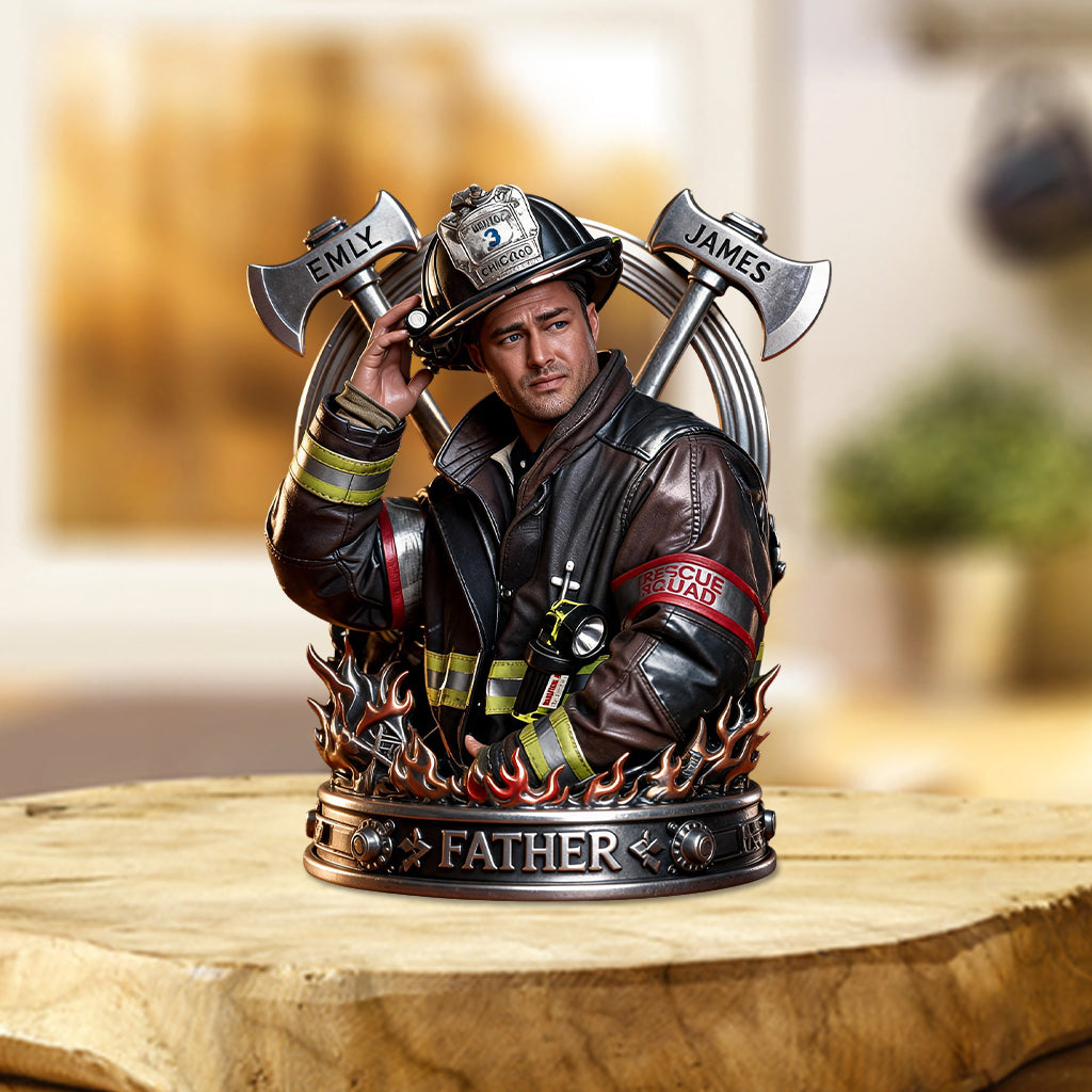 Personalisierte Feuerwehrmann Geschenkidee für Papa - Individuelle Acrylplakette