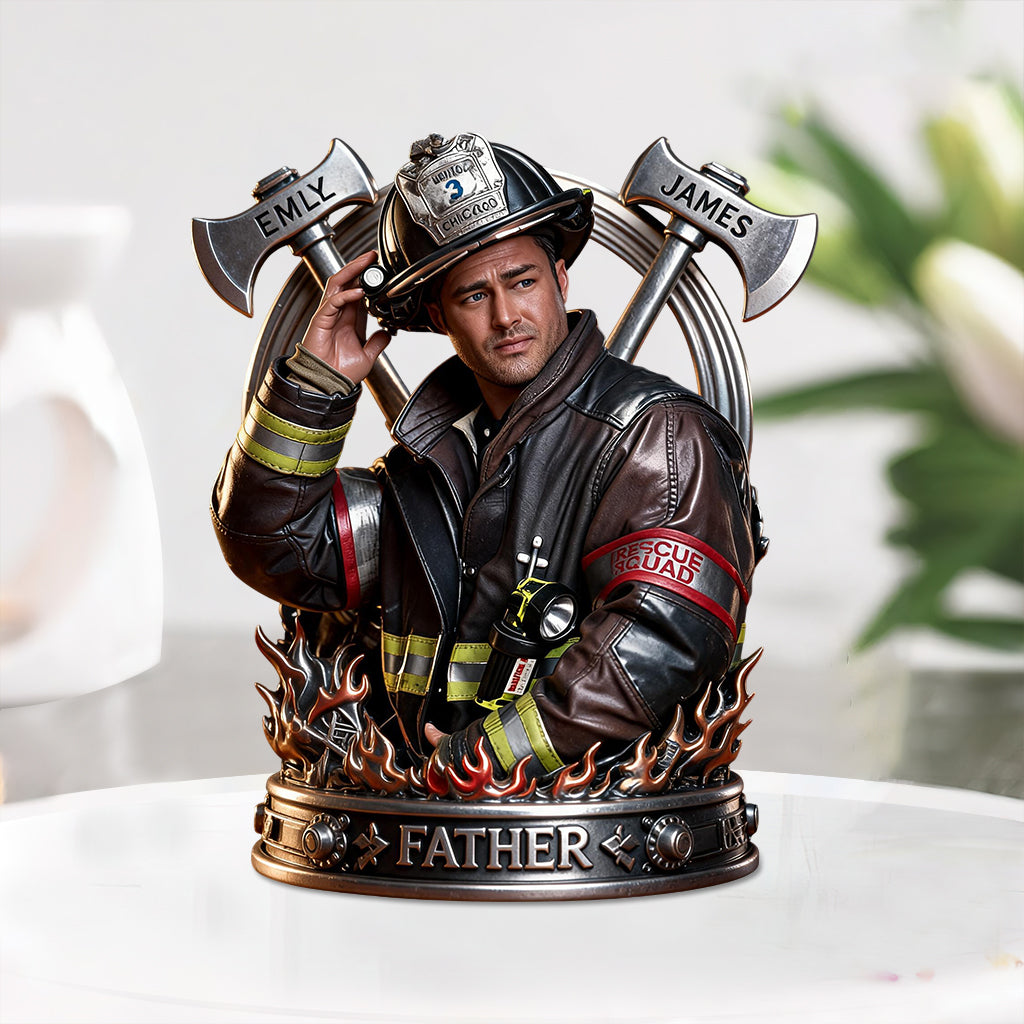 Personalisierte Feuerwehrmann Geschenkidee für Papa - Individuelle Acrylplakette