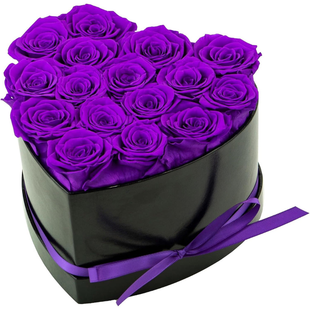 16 Rosen in Herzform – Blumenbox für die Ewigkeit