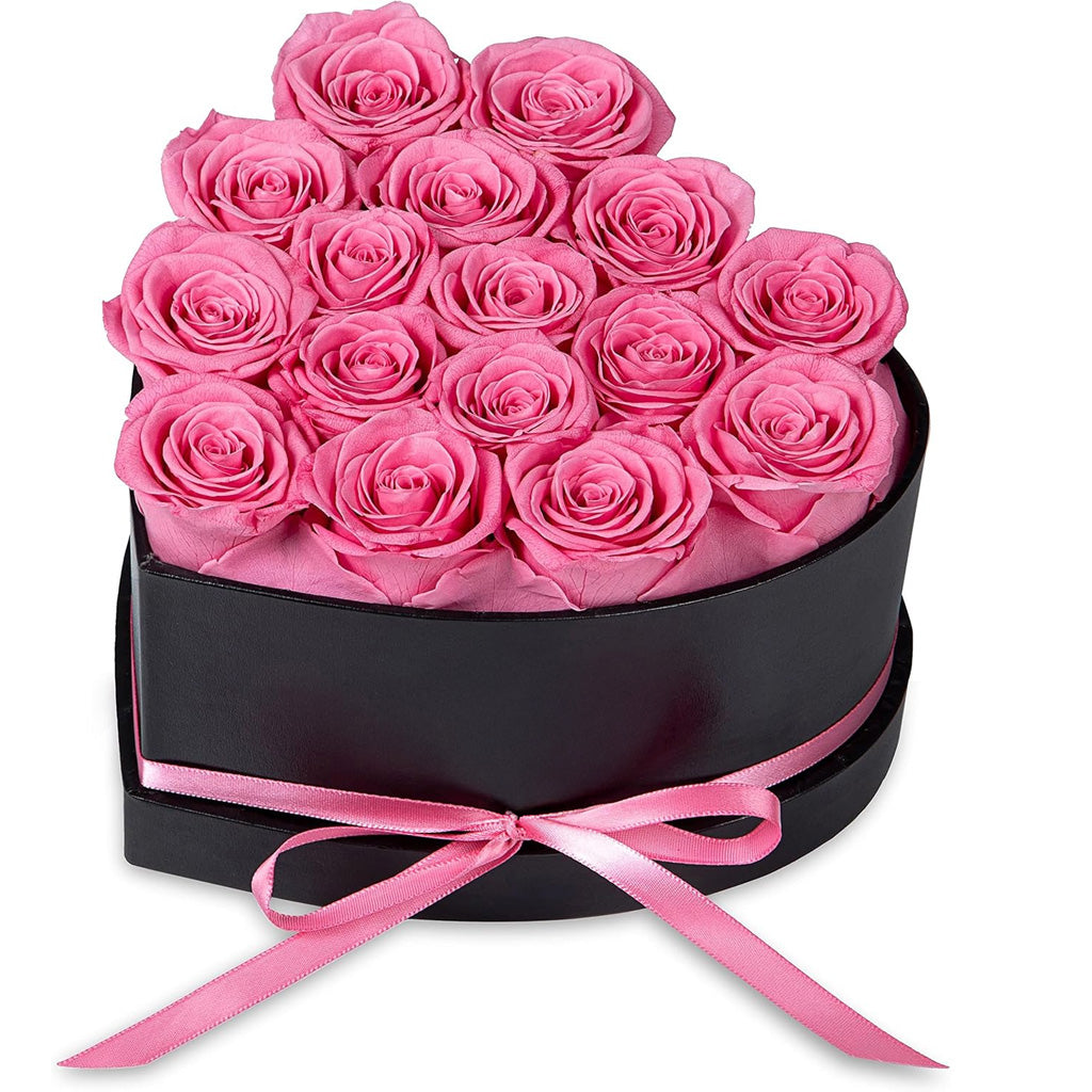 16 Rosen in Herzform – Blumenbox für die Ewigkeit