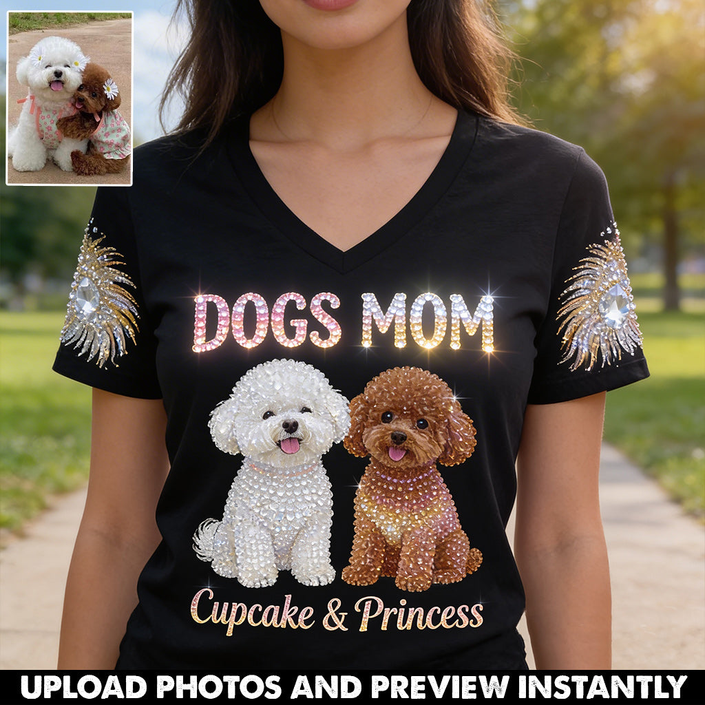 Dog Mom - Personalized Dog Fully Printed V-Neck T-Shirt