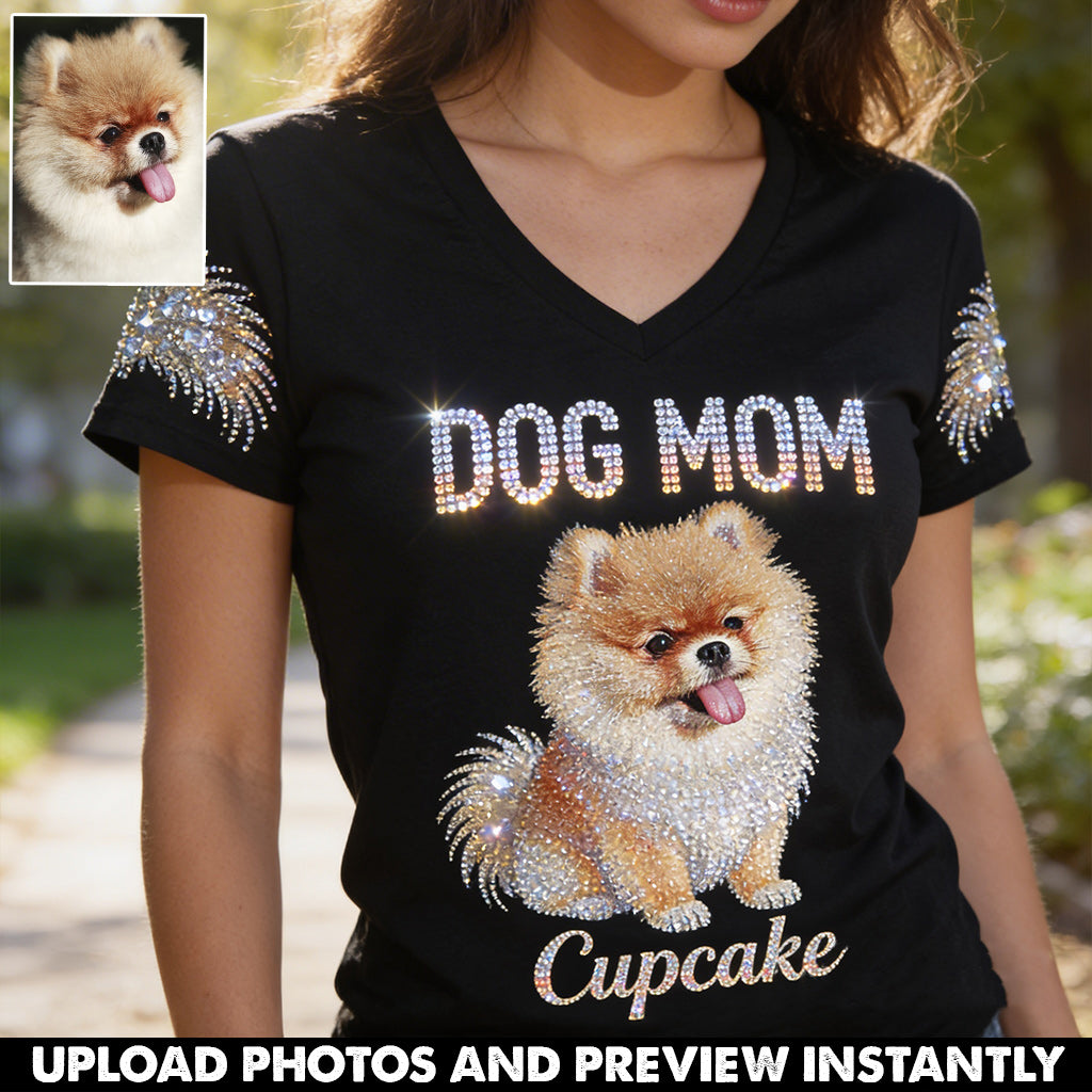 Dog Mom - Personalized Dog Fully Printed V-Neck T-Shirt