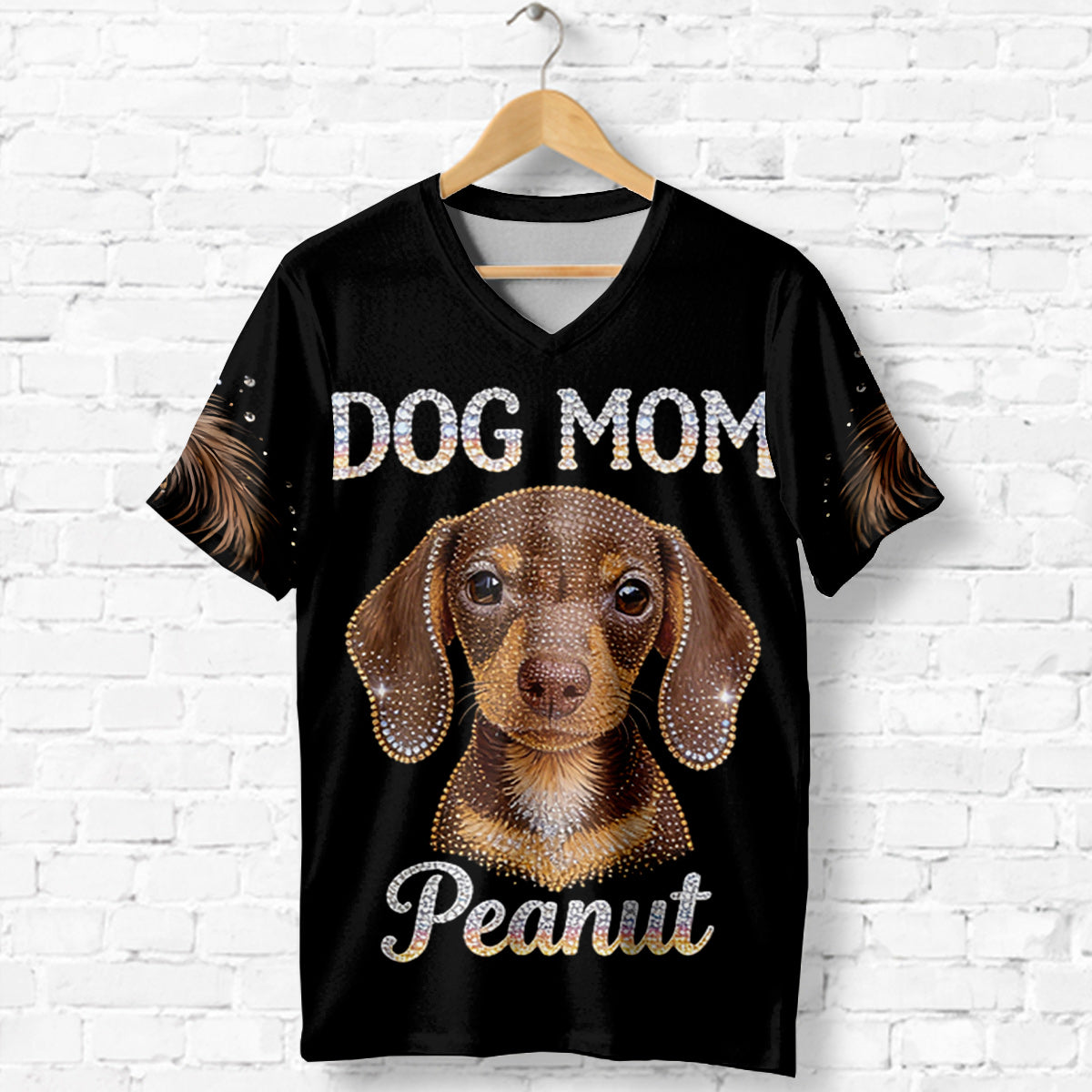 Dog Mom - Personalized Dog Fully Printed V-Neck T-Shirt