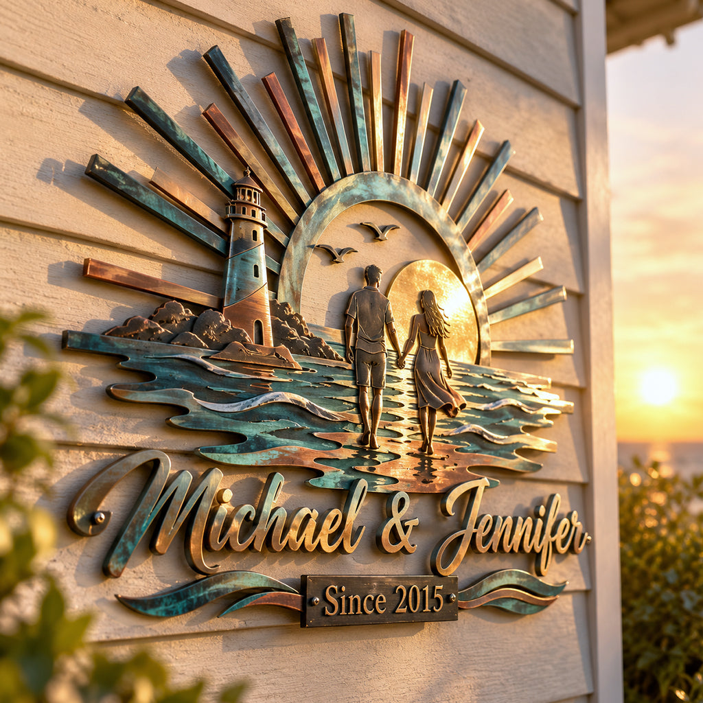 You're My Forever Lighthouse - Personalized Couple 3D Printed Cut Metal Sign