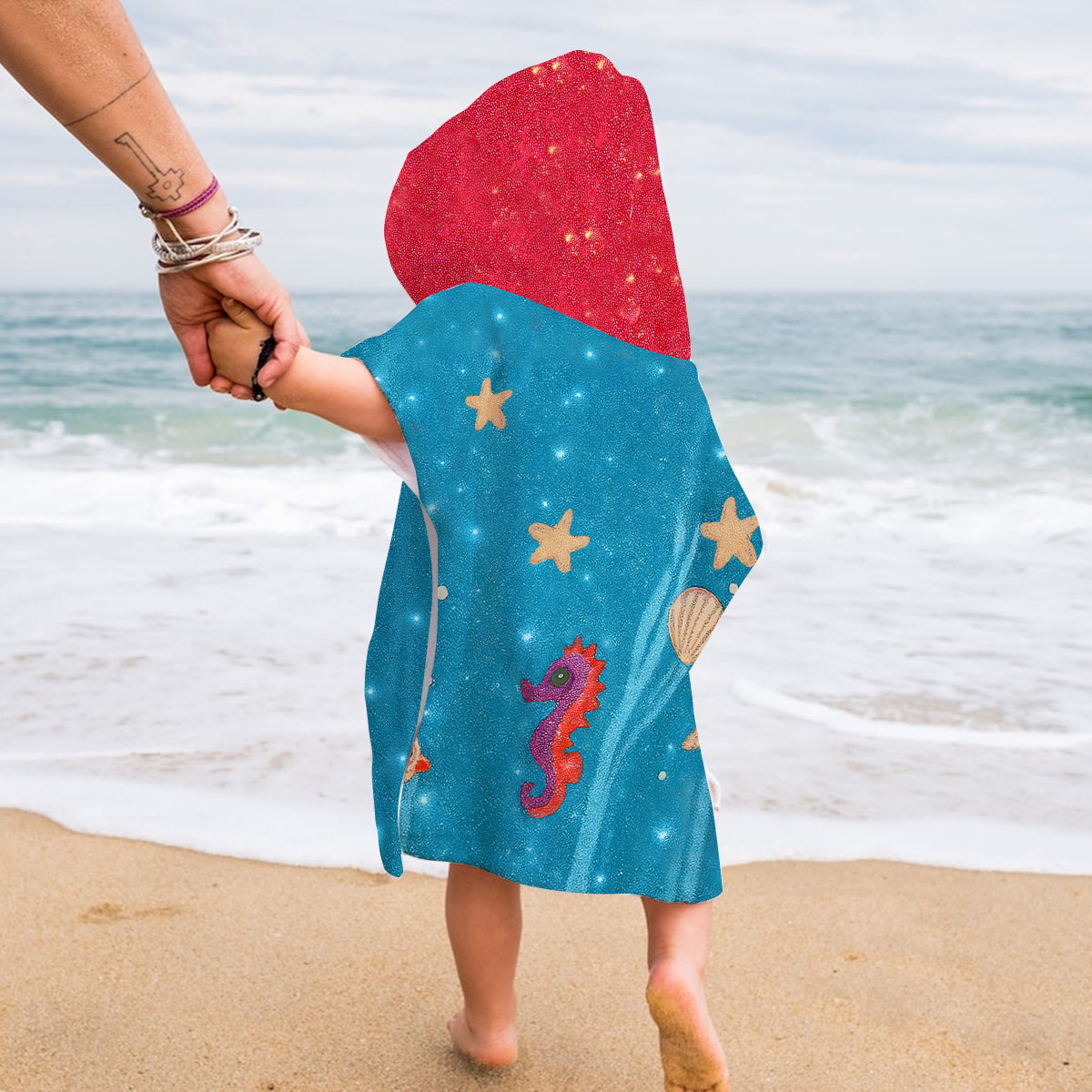 Mermaid At Heart - Personalized Kid Hooded Towel Poncho