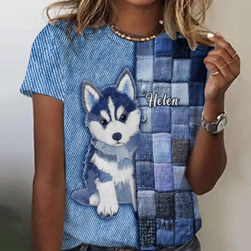 Liebe zum Siberian Husky - Personalisiertes T-Shirt mit Hundemotiv
