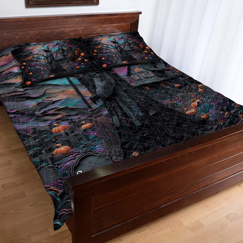 Halloween-Villa – Personalisiertes Hexen-Bettdecken-Set