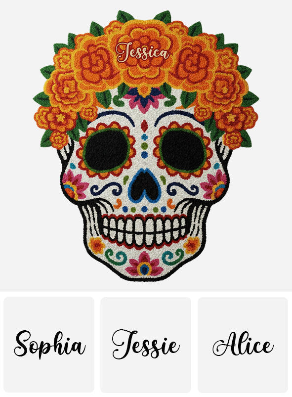 Día de Muertos, Tag der Toten – Personalisierter, rutschfester, getufteter Teppich für lateinamerikanische Frauen