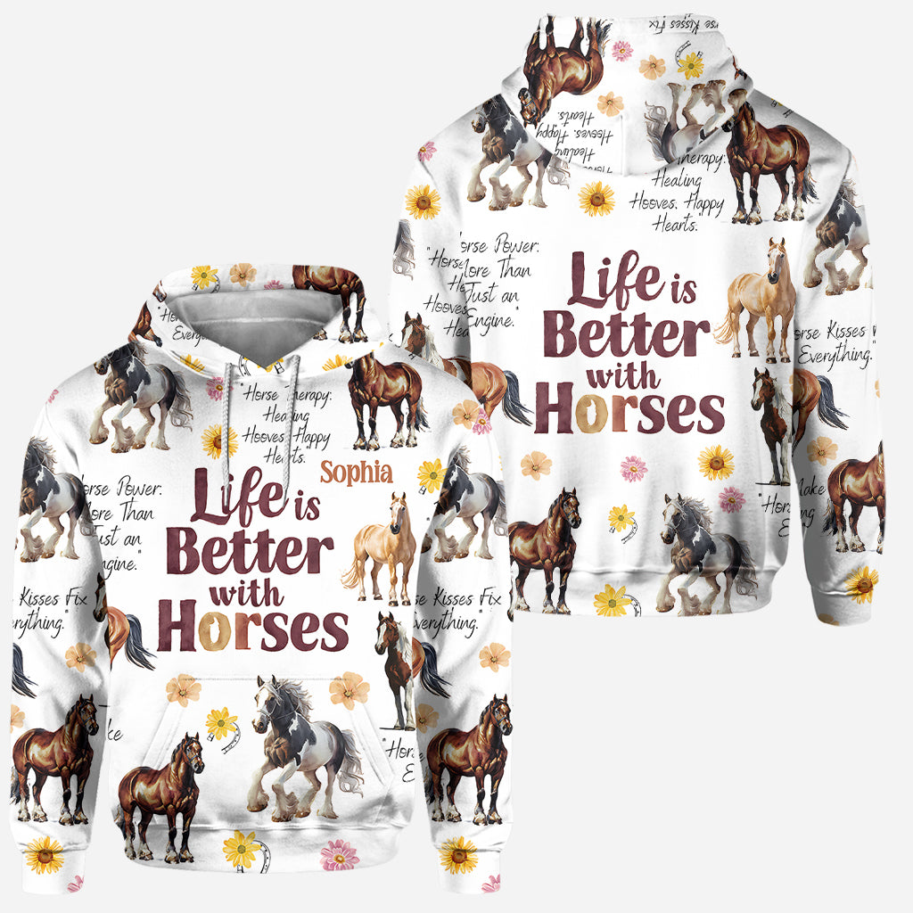 Life Is Better With Horses - Personalized Horse Hoodie and Leggings