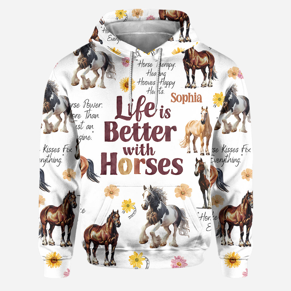 Life Is Better With Horses - Personalized Horse Hoodie and Leggings