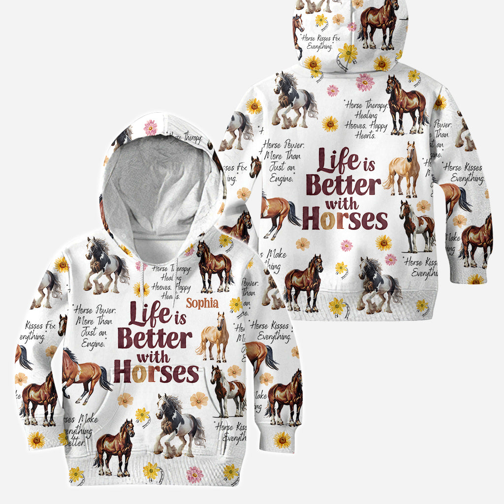 Life Is Better With Horses - Personalized Horse Hoodie and Leggings