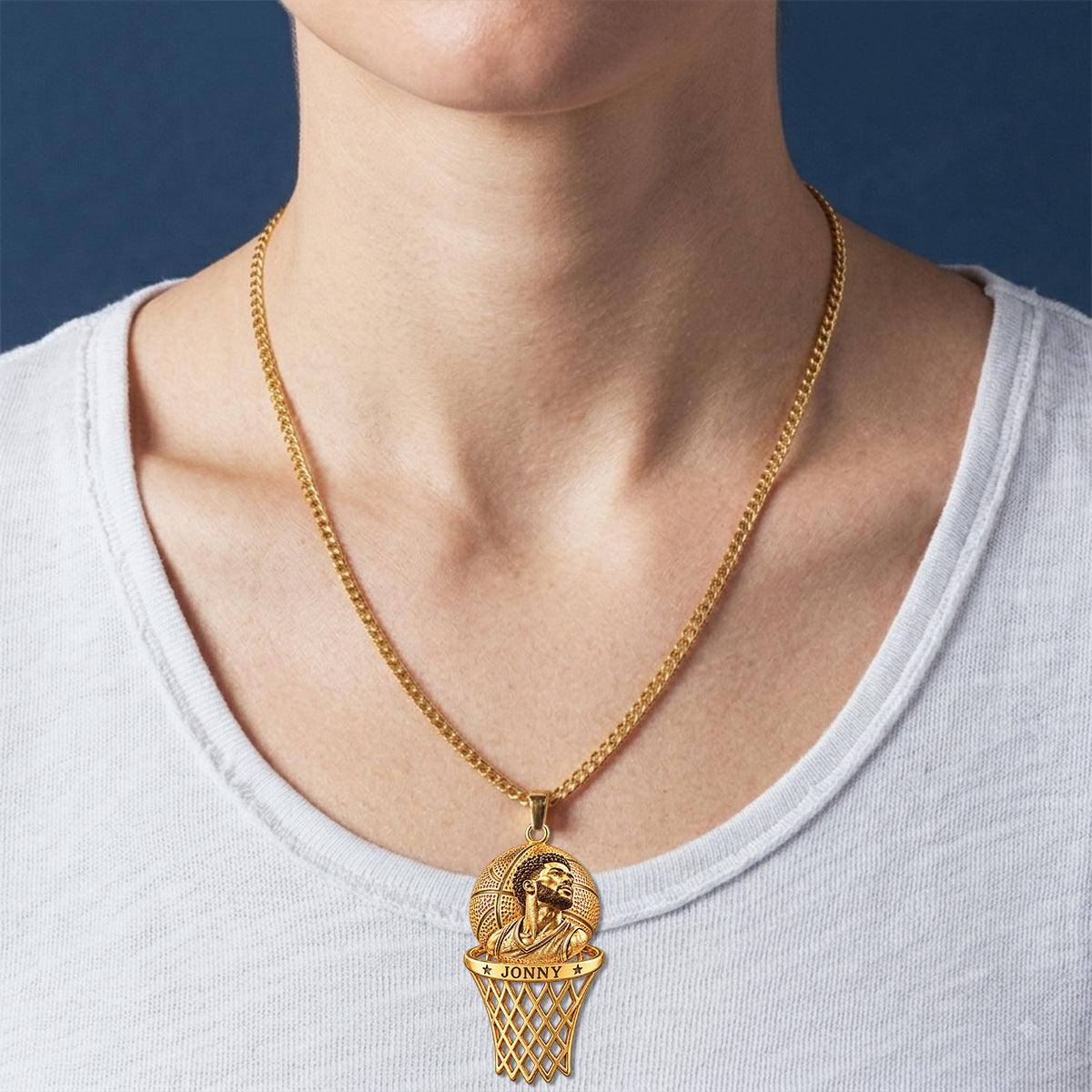 Love Basketball - Personalized Basketball Shaped Metal Pendant Necklace