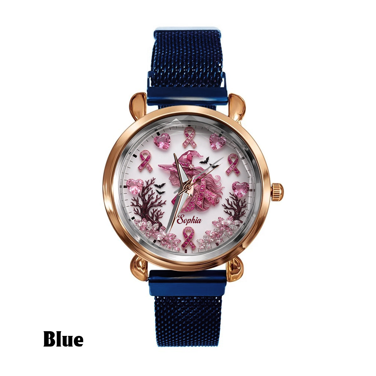 Pink Witch Breast Cancer - Personalized Breast Cancer Awareness Women Hand Watch