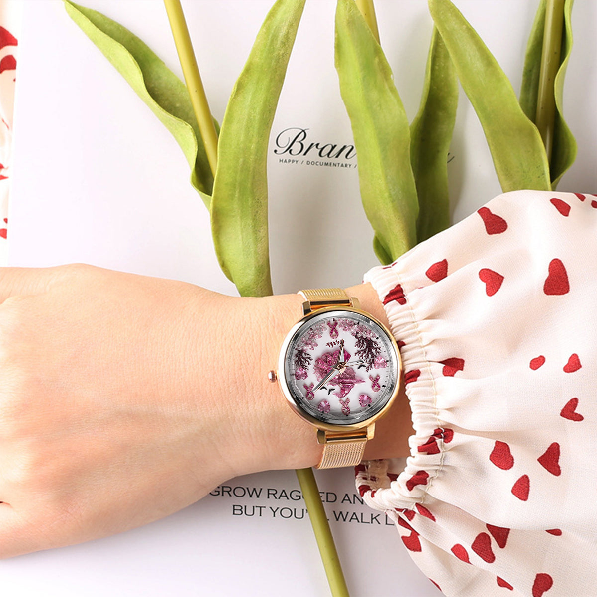 Pink Witch Breast Cancer - Personalized Breast Cancer Awareness Women Hand Watch