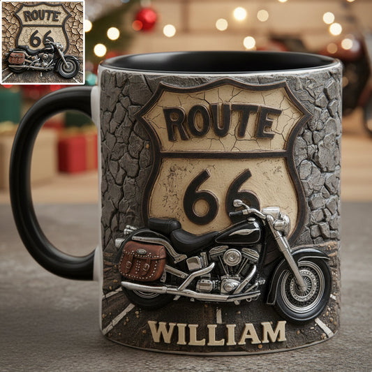 Vintage Road - Personalisierter Biker-Akzentbecher
