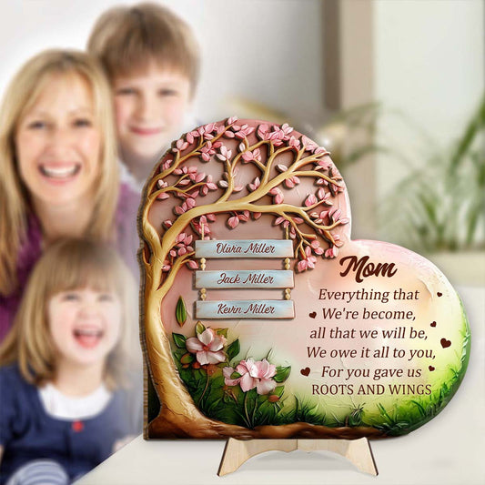 You Gave Us Roots And Wings, Mom - Personalized Mother 2 Layered Wood Sign / Wood Plaque