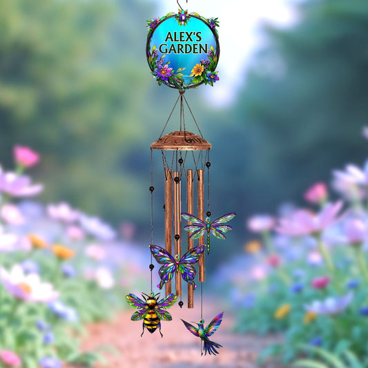 Geschenk für Gartenliebhaber – Personalisiertes Windspiel mit Anhängern
