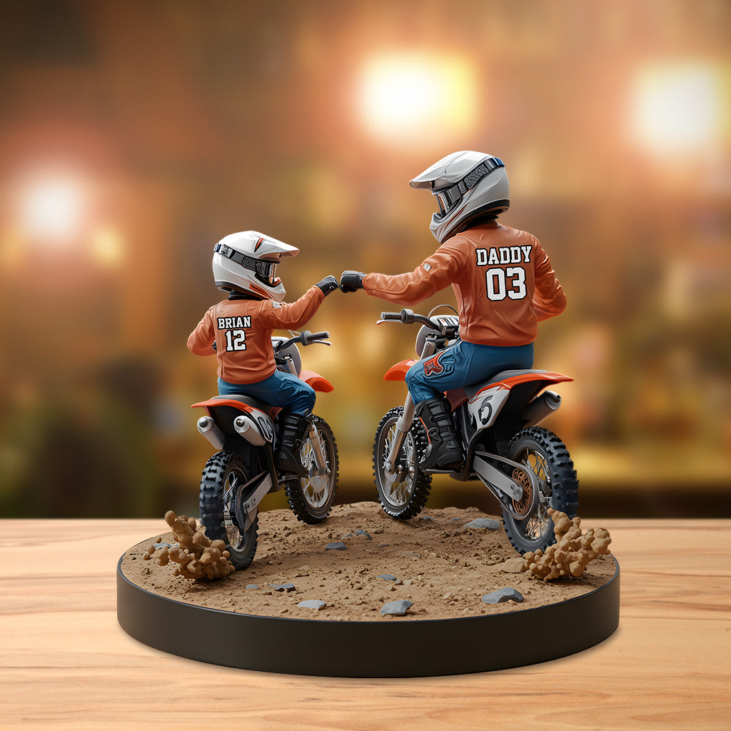 Dirt Bike Dad And Kid - Personalized Dirt Bike Custom Shaped Acrylic Plaque