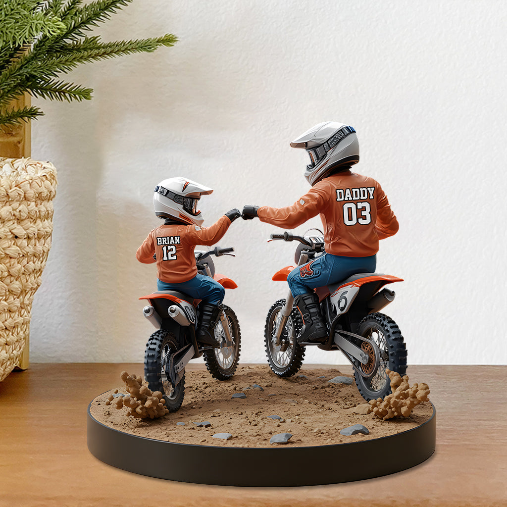 Dirt Bike Dad And Kid - Personalized Dirt Bike Custom Shaped Acrylic Plaque
