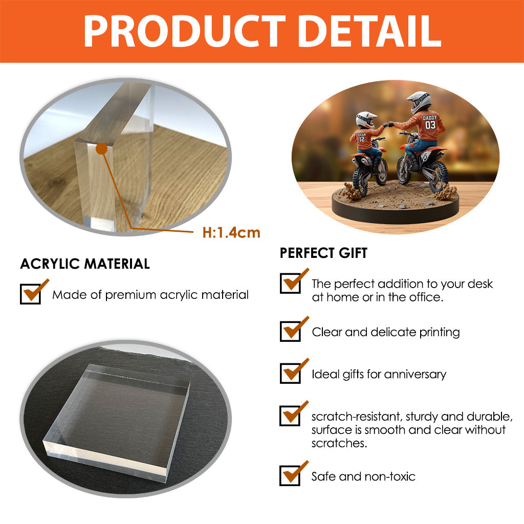 Dirt Bike Dad And Kid - Personalized Dirt Bike Custom Shaped Acrylic Plaque