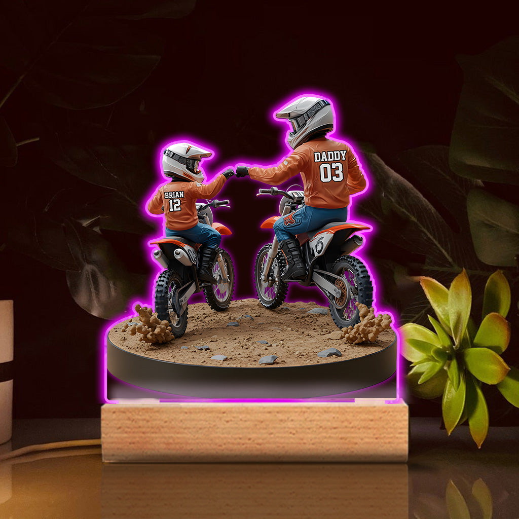Dirt Bike Dad And Kid - Personalized Dirt Bike Custom Shaped Acrylic Plaque