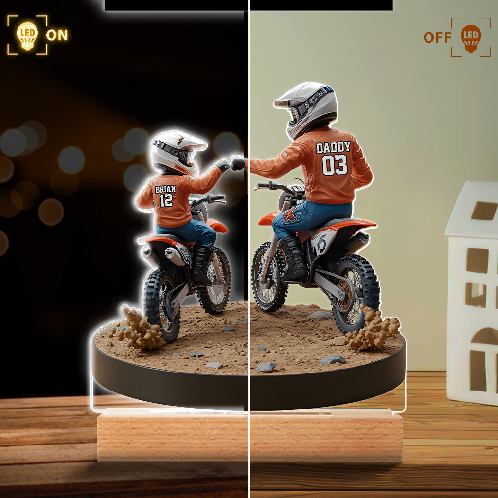 Dirt Bike Dad And Kid - Personalized Dirt Bike Custom Shaped Acrylic Plaque