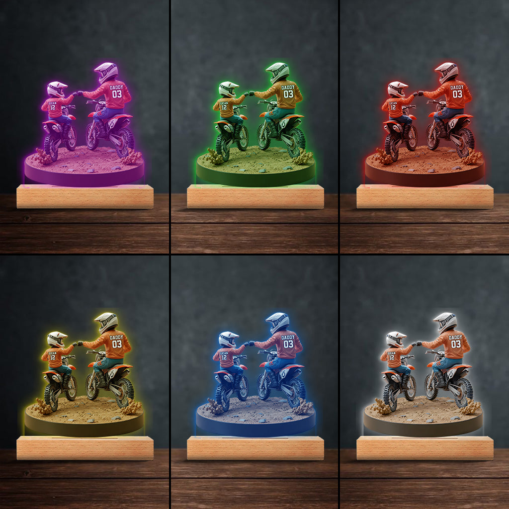 Dirt Bike Dad And Kid - Personalized Dirt Bike Custom Shaped Acrylic Plaque