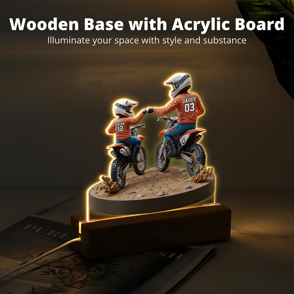 Dirt Bike Dad And Kid - Personalized Dirt Bike Custom Shaped Acrylic Plaque