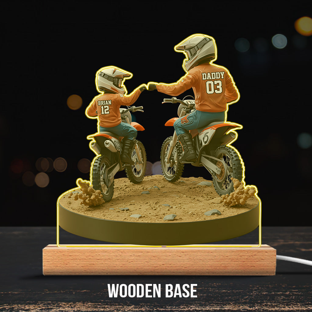 Dirt Bike Dad And Kid - Personalized Dirt Bike Custom Shaped Acrylic Plaque