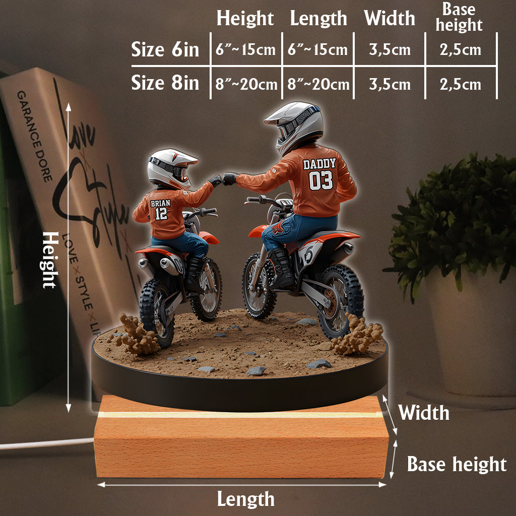 Dirt Bike Dad And Kid - Personalized Dirt Bike Custom Shaped Acrylic Plaque