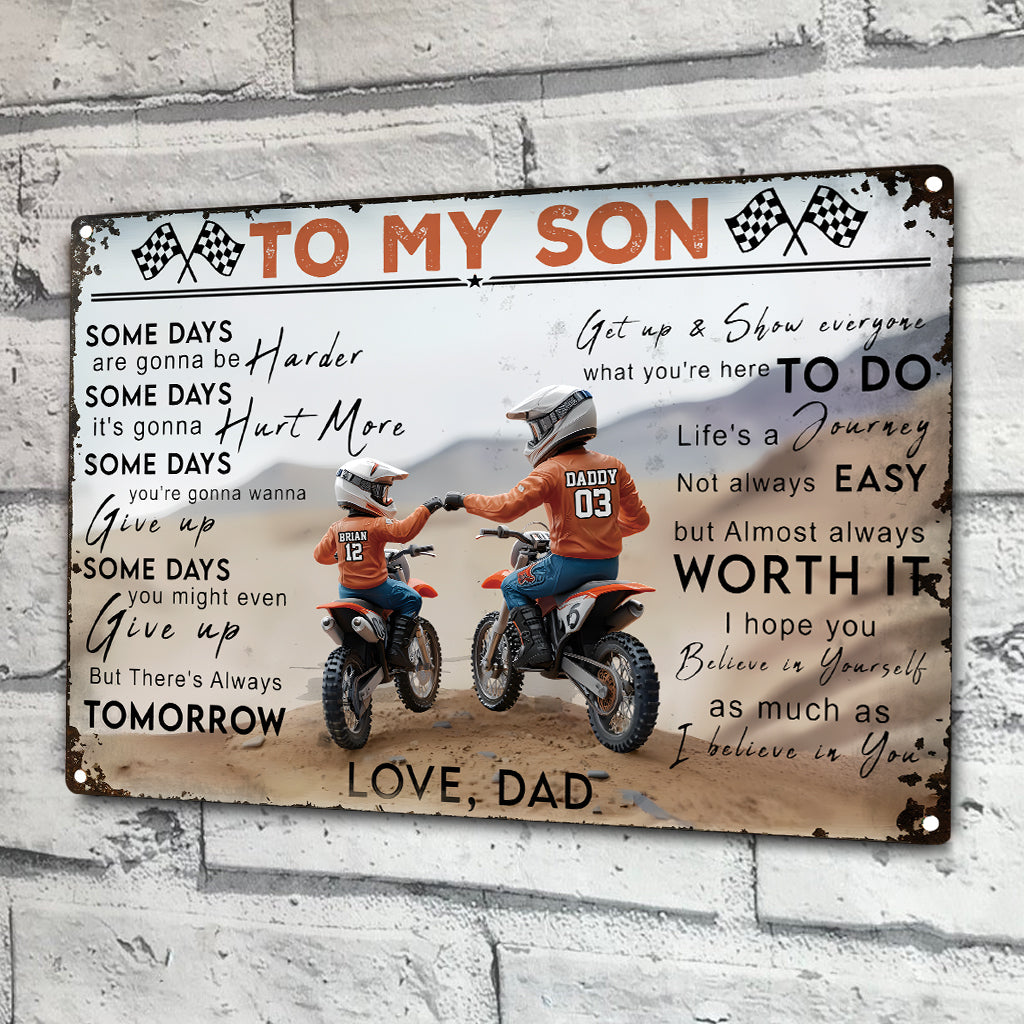 Dirt Bike Dad And Kid - Personalized Dirt Bike Rectangle Metal Sign