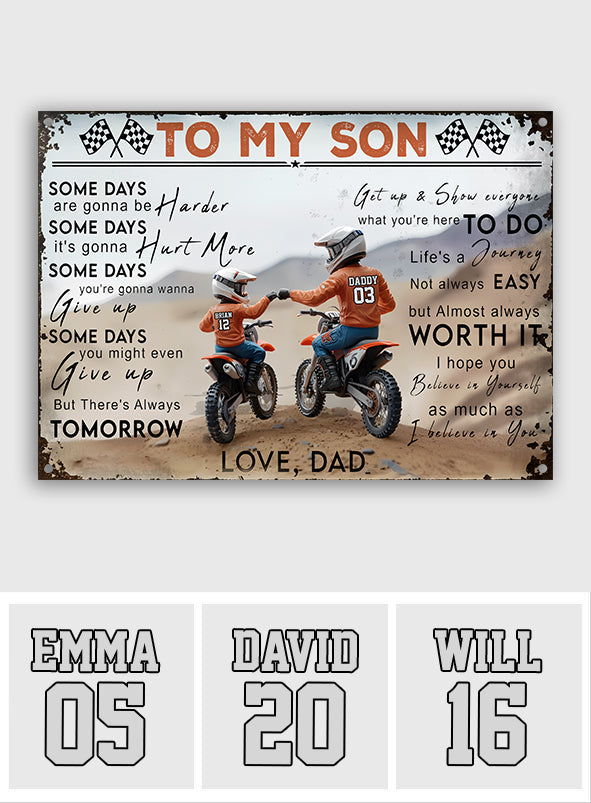 Dirt Bike Dad And Kid - Personalized Dirt Bike Rectangle Metal Sign