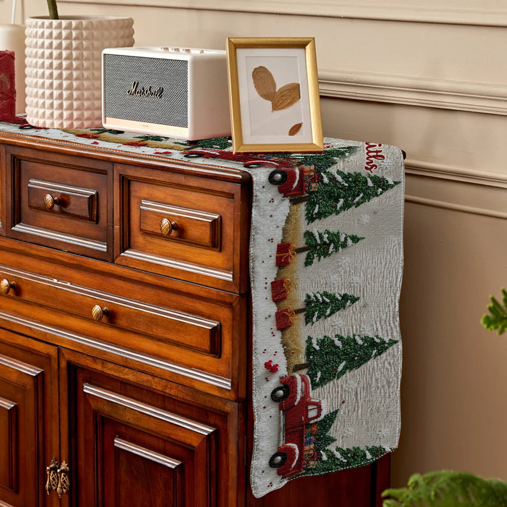 All Hearts Come Home For Christmas - Personalized Family Table Runner