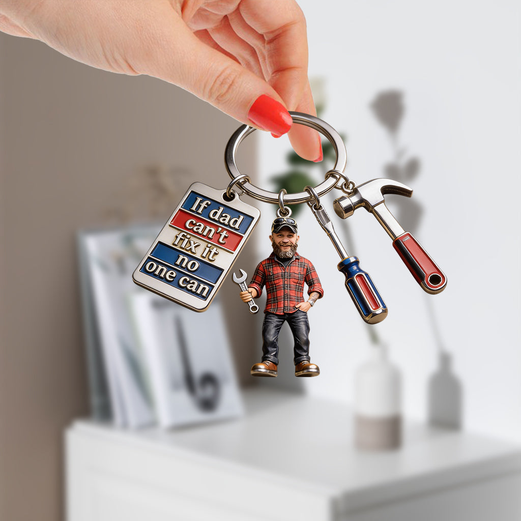 Custom Any Photo - Personalized Father Keychain With Charms