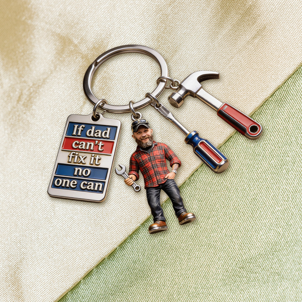 Custom Any Photo - Personalized Father Keychain With Charms