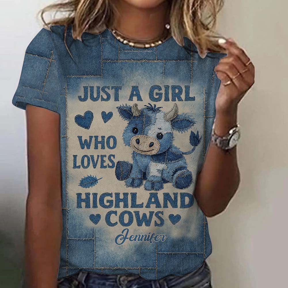 Just A Girl Who Loves Highland Cows - Personalized Highland Cow All Over Shirt