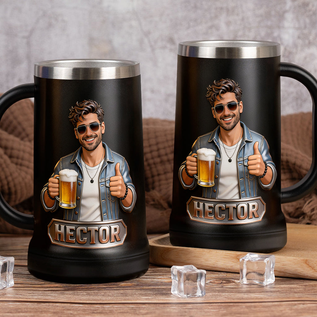 Individuell gestaltbarer Bierkrug mit Foto für Bierliebhaber – personalisierter Bierkrug