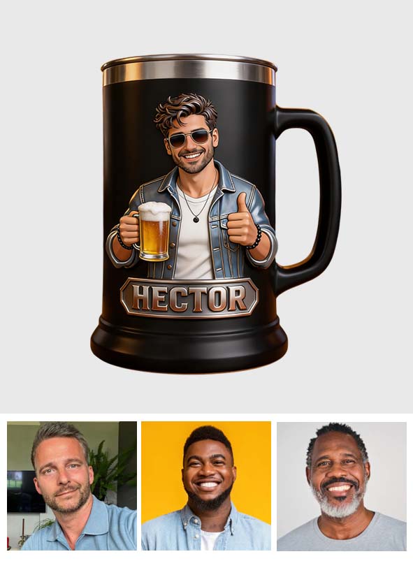 Individuell gestaltbarer Bierkrug mit Foto für Bierliebhaber – personalisierter Bierkrug