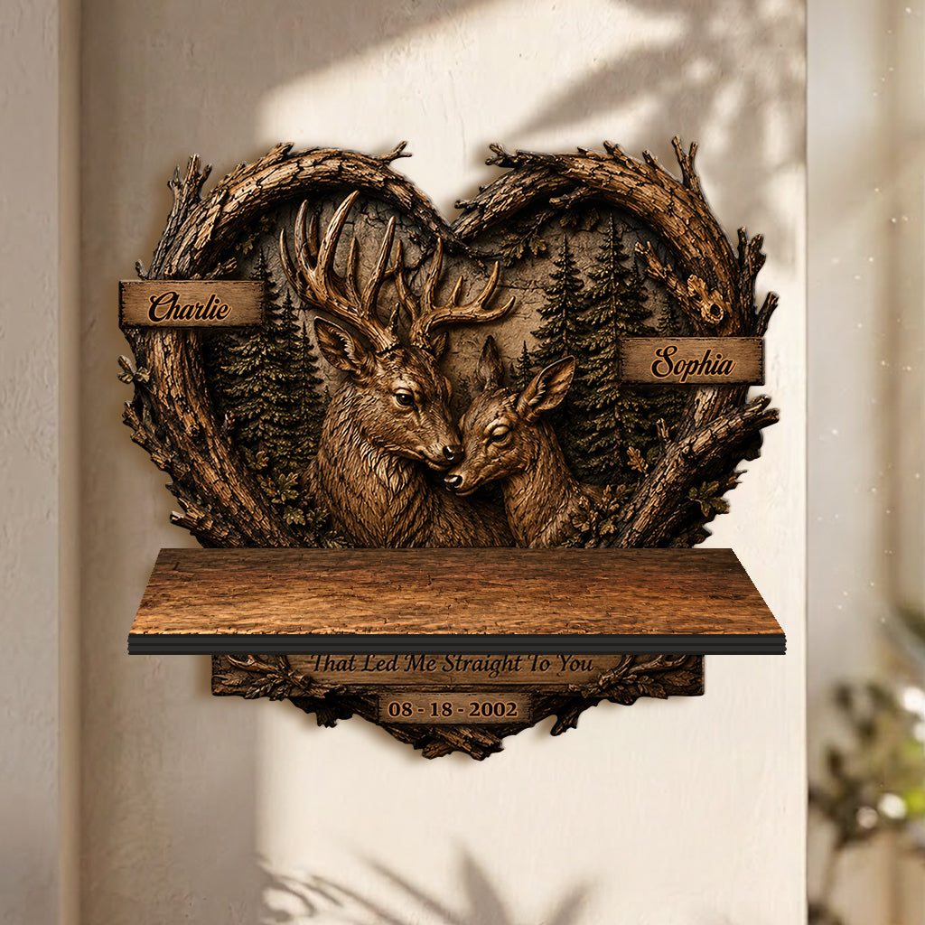 God Blessed The Broken Road - Personalized Hunting Wooden Floating Shelf