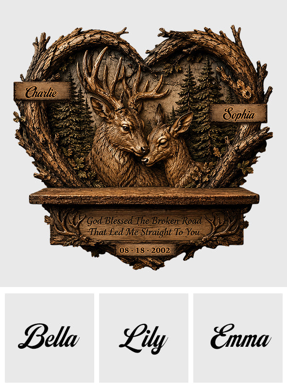 God Blessed The Broken Road - Personalized Hunting Wooden Floating Shelf