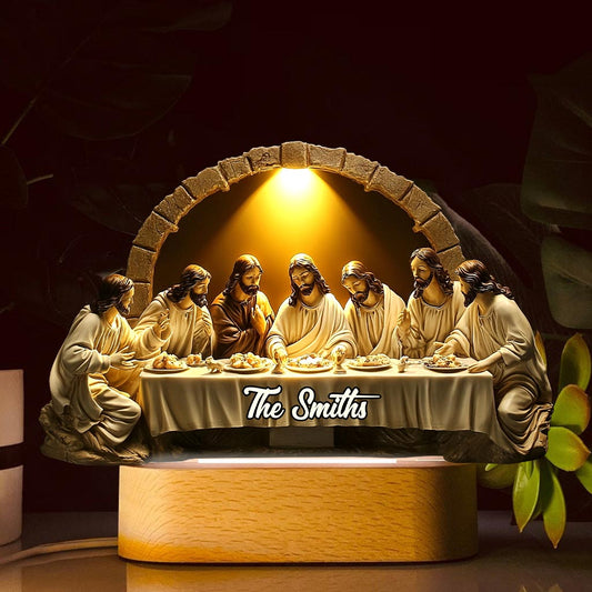 The Last Supper - Personalized Christian Shaped Plaque Light Base